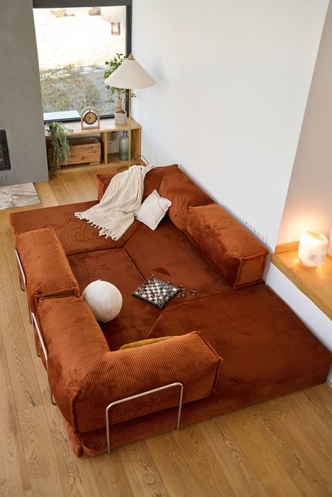 Atelier Del Sofa Kanyon - Sofá-cama de esquina Rojo azulejo